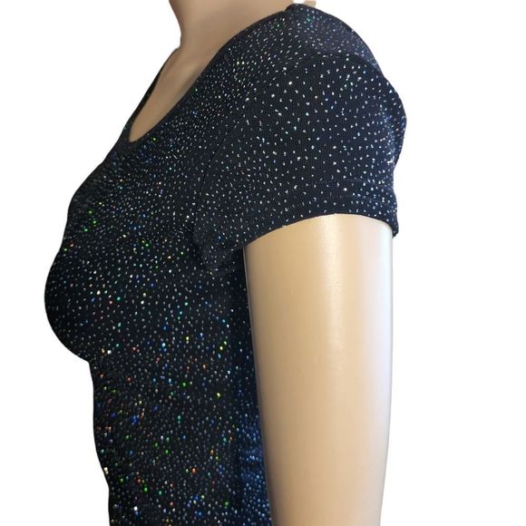 XOXO Shirt Vintage Sparkles Short Sleeve Scoop Neck Black Womens Size small - Picture 6 of 14